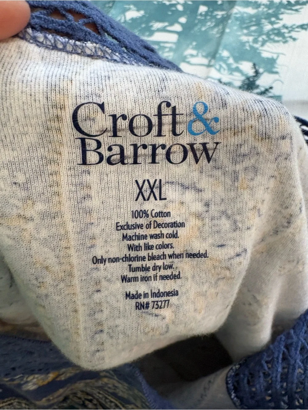 croft & barrow Blue Paisley Crochet-Neck Tunic 100%Soft Cotton! #Concert #Campus